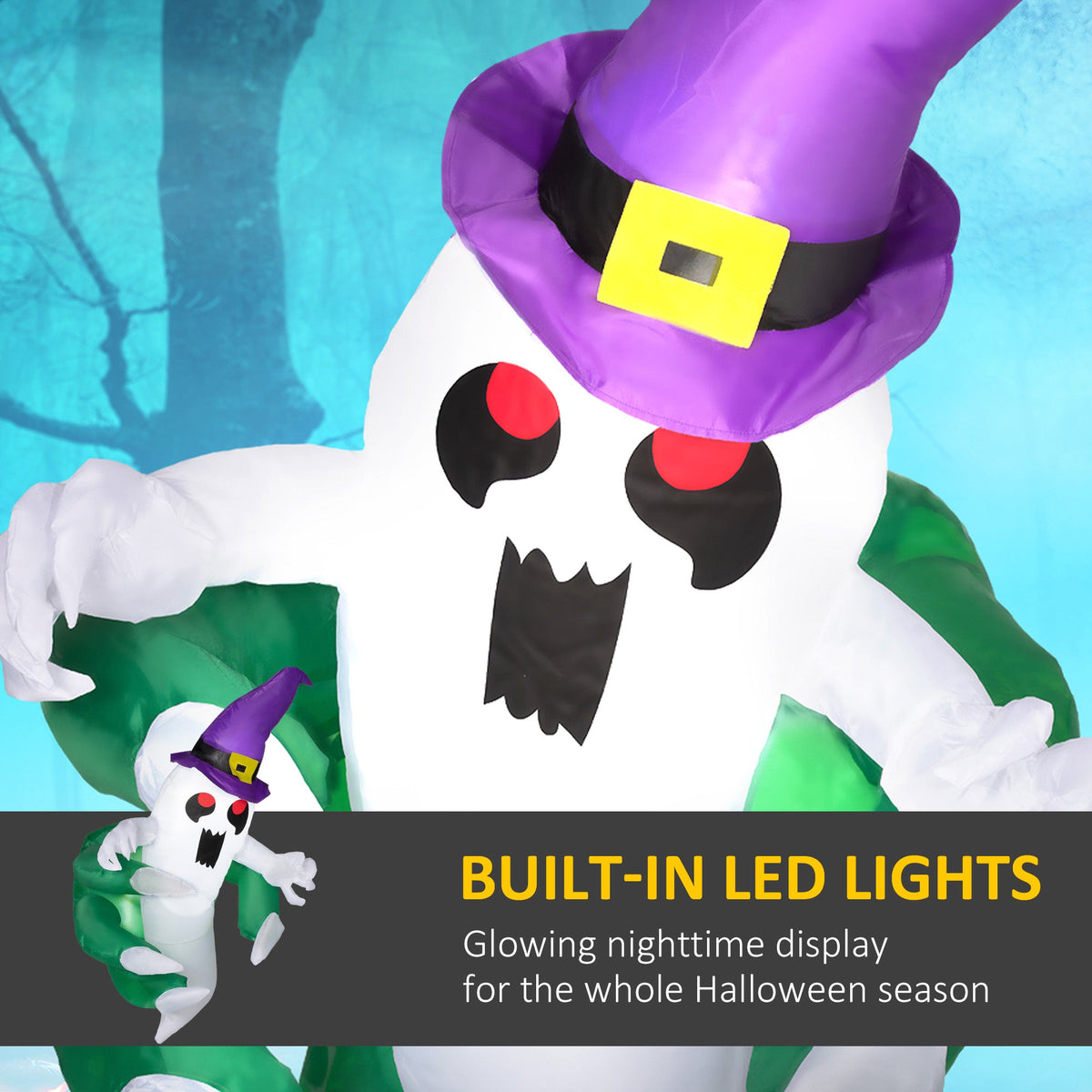 Outsunny 4ft Inflatable Halloween Decoration – Ghost in Hat