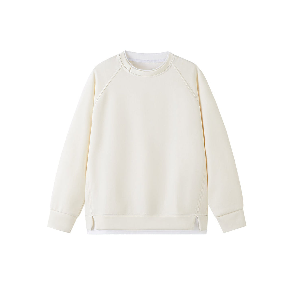 Womens Spliced Crew-neck Pullover Top