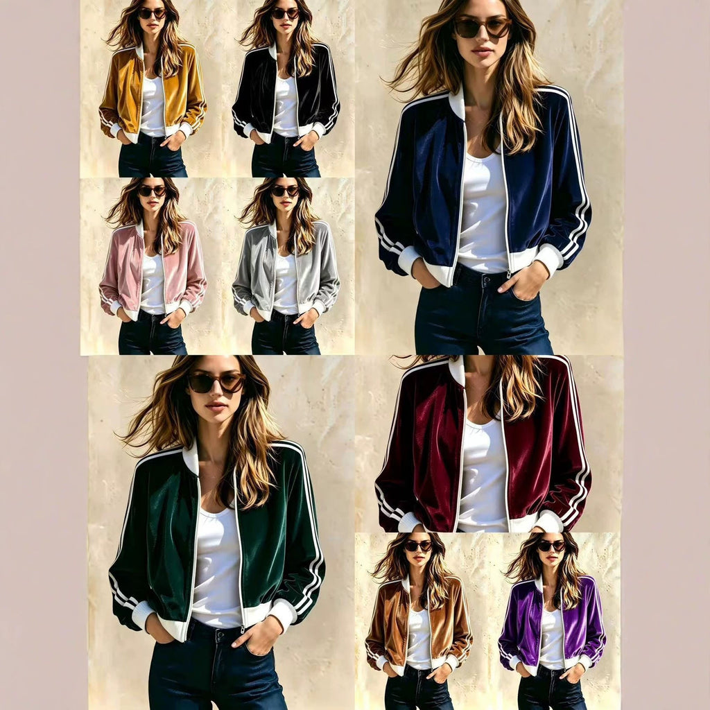Stand-collar Sports Womens Casual Zip-up Jacket