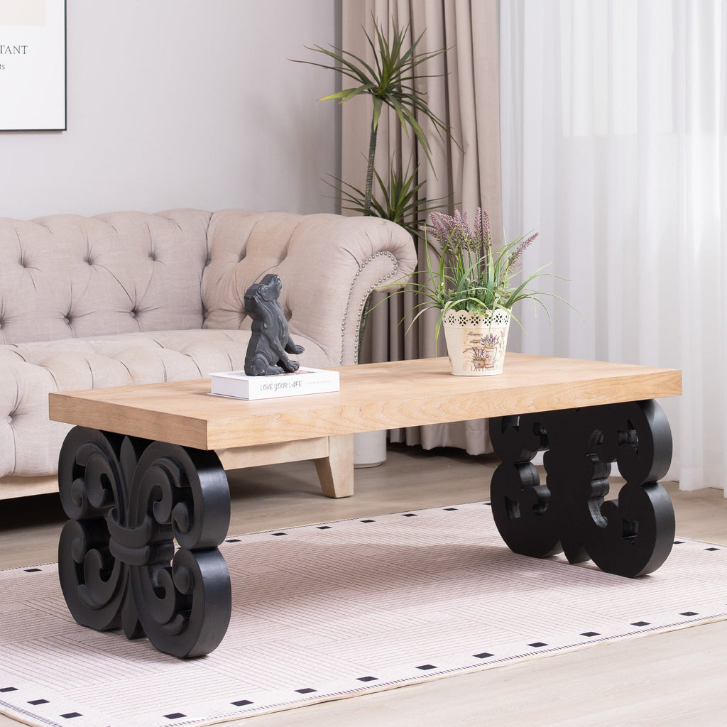 Black Scroll Base Coffee Table