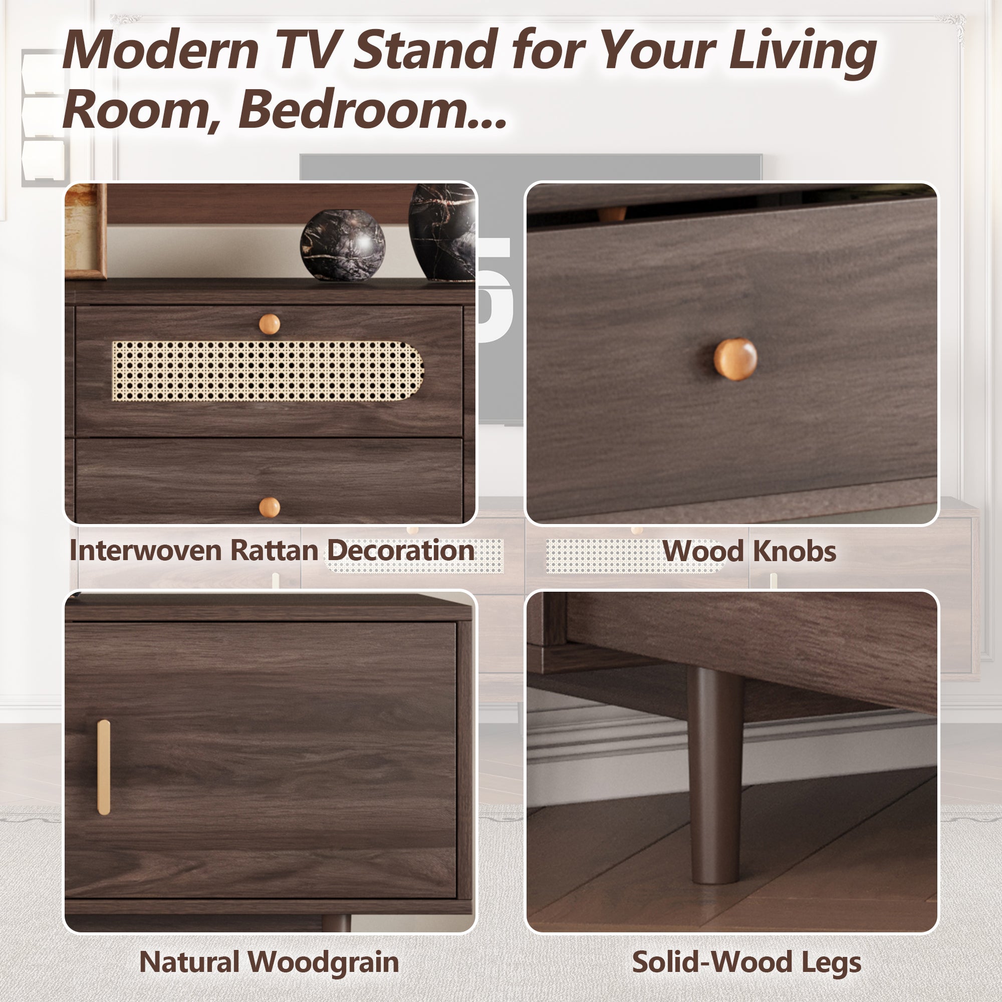 76" TV Stand with Drawers for Modern Living