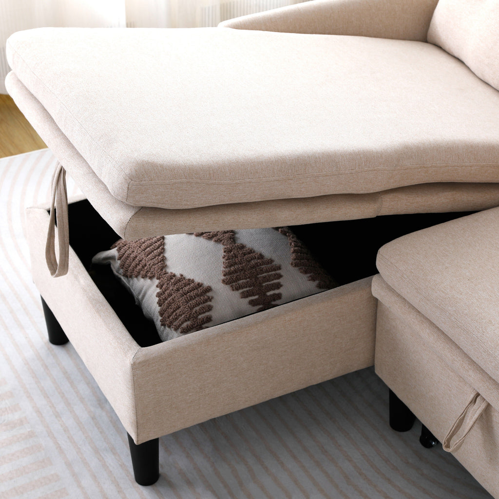 L-Shaped Reversible Chaise Sectional Sofa with Storage