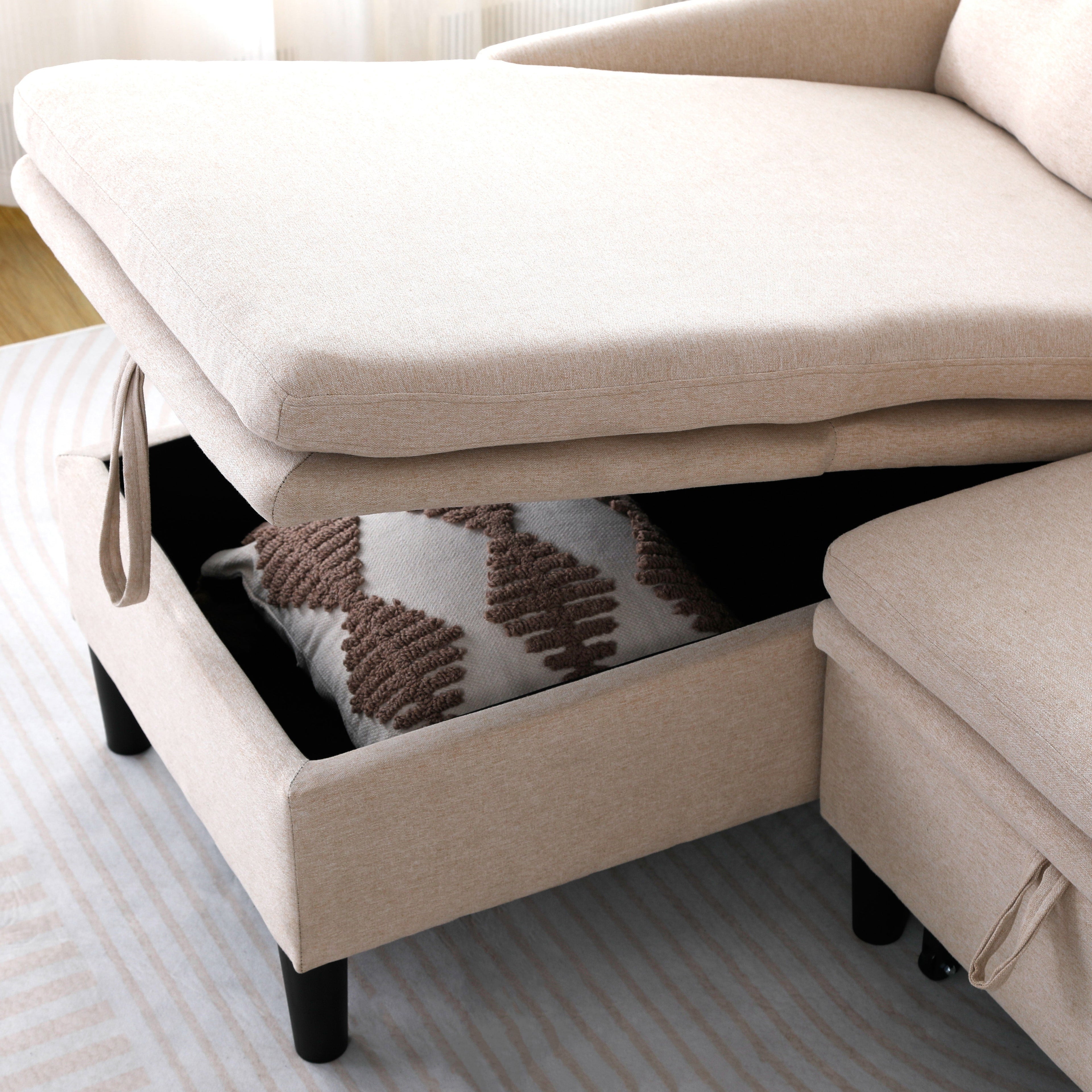 L-Shaped Reversible Chaise Sectional Sofa with Storage