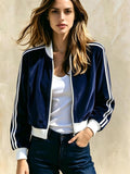 Stand-collar Sports Womens Casual Zip-up Jacket