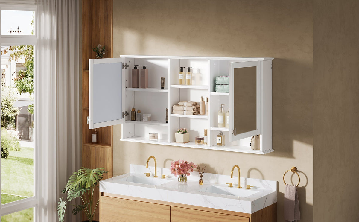 55-Inch Wall-Mount 2-in-1 Mirror Cabinet