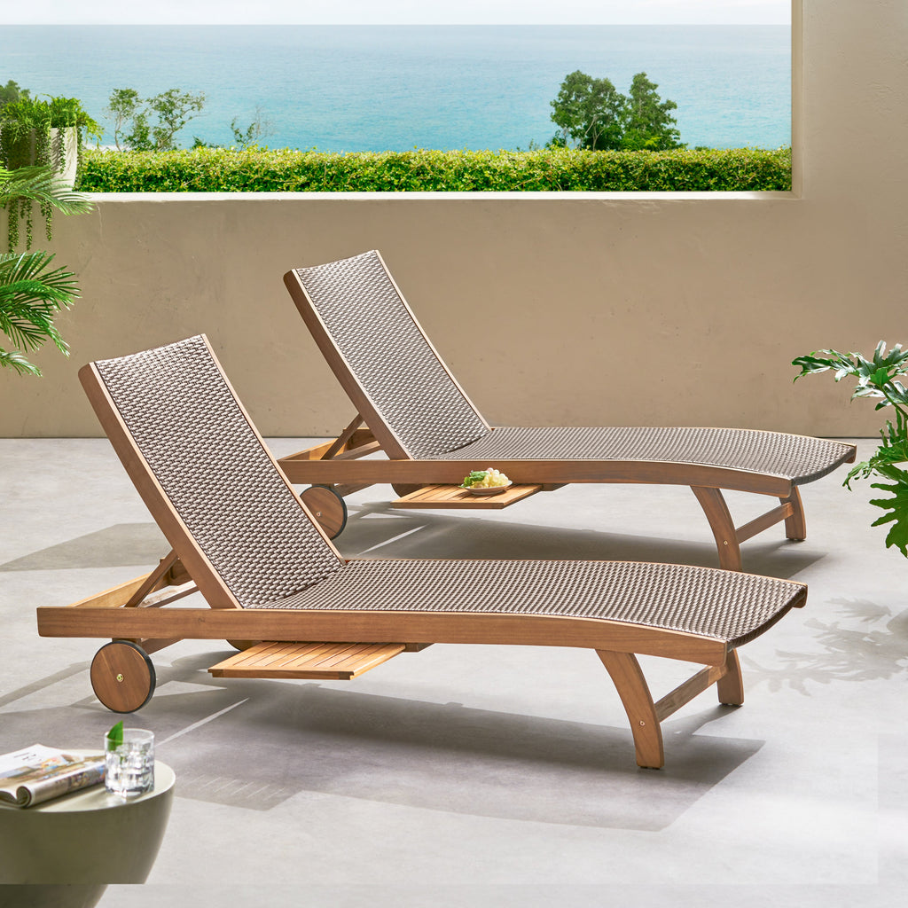 Banzai Chaise Lounge With Pull-Out Tray Set Of 2