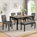 6-Piece Dining Table Set with Bench and Chairs