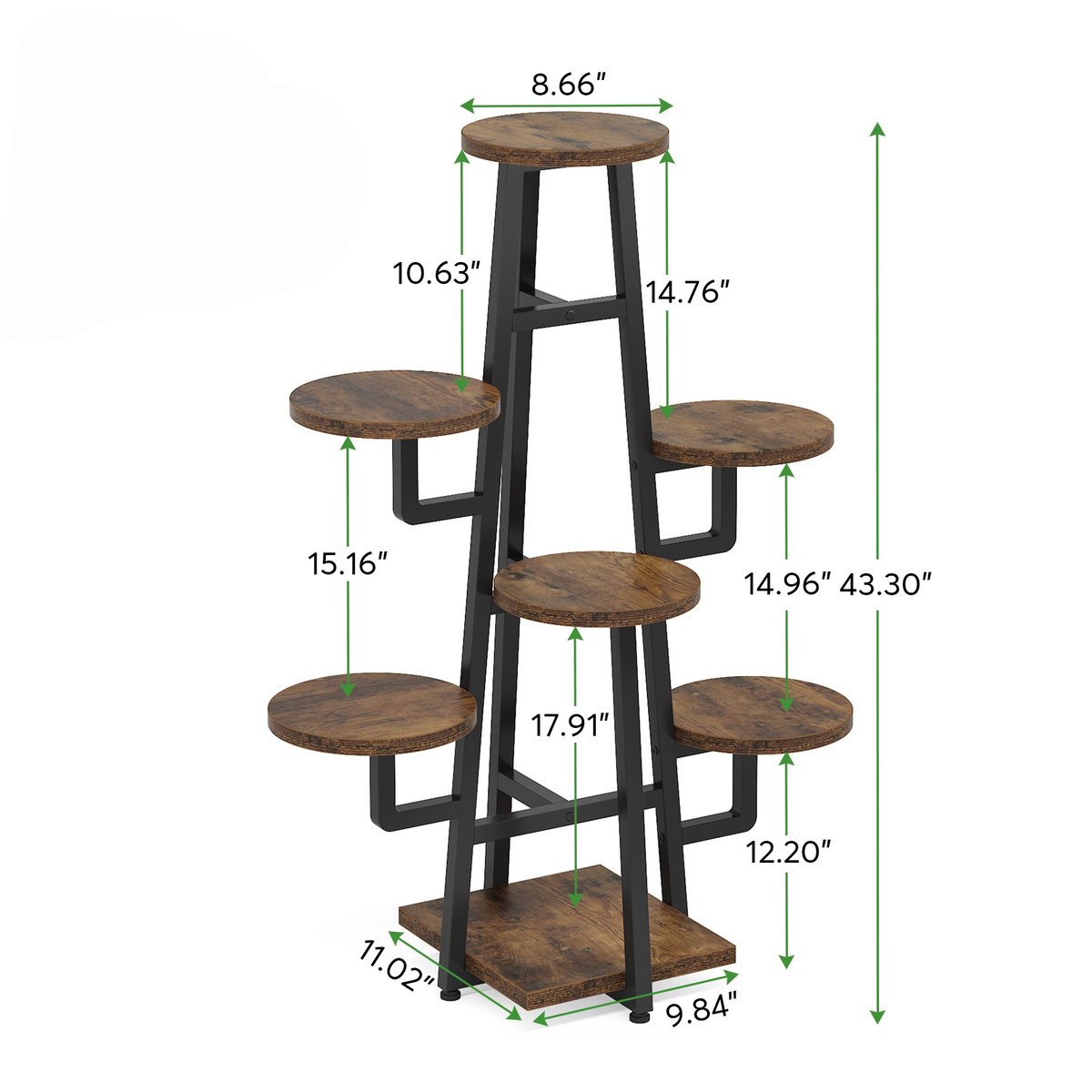 43.30" Tall 7-Tier Rustic Display Shelf