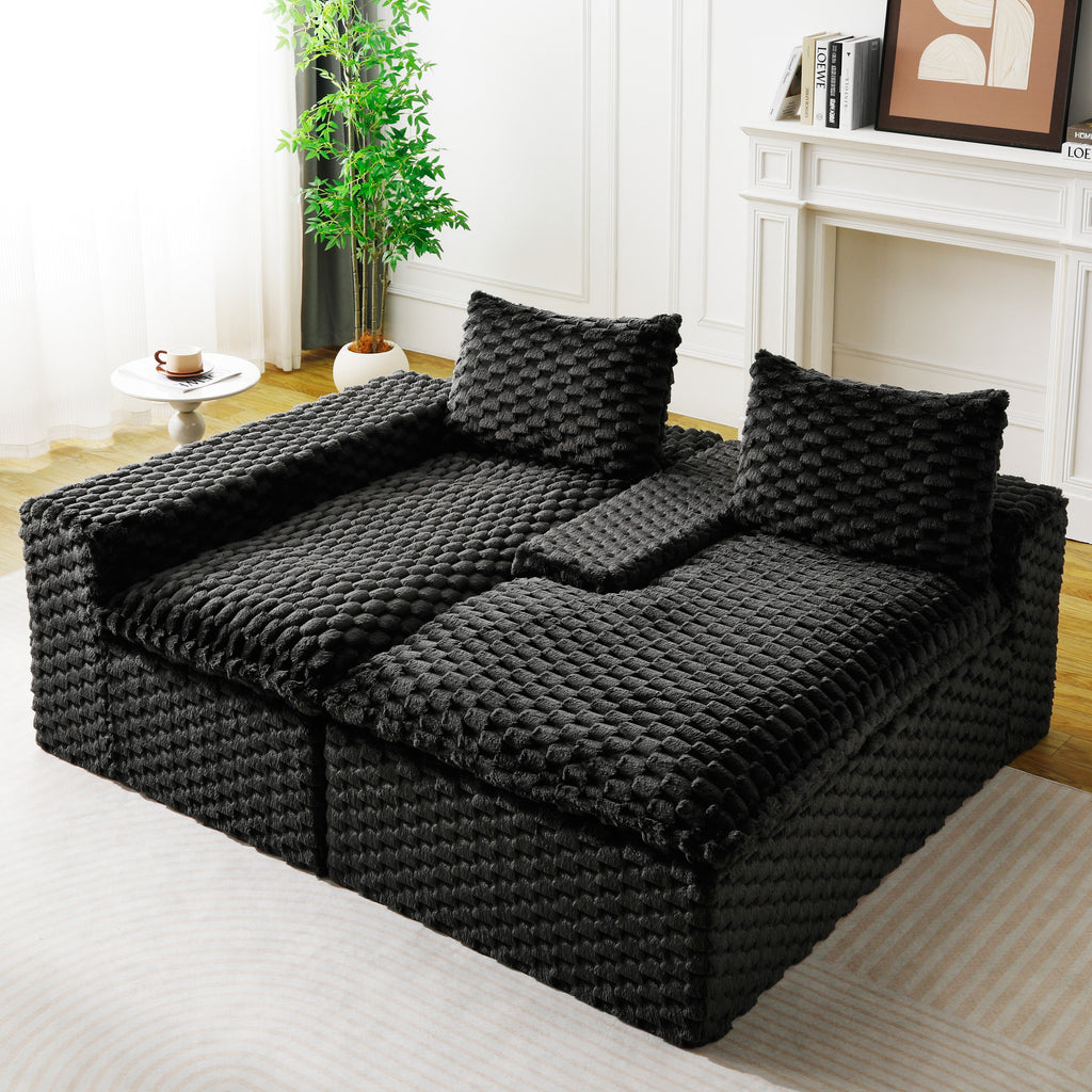 Black Turtle Velvet Versatile Sofa