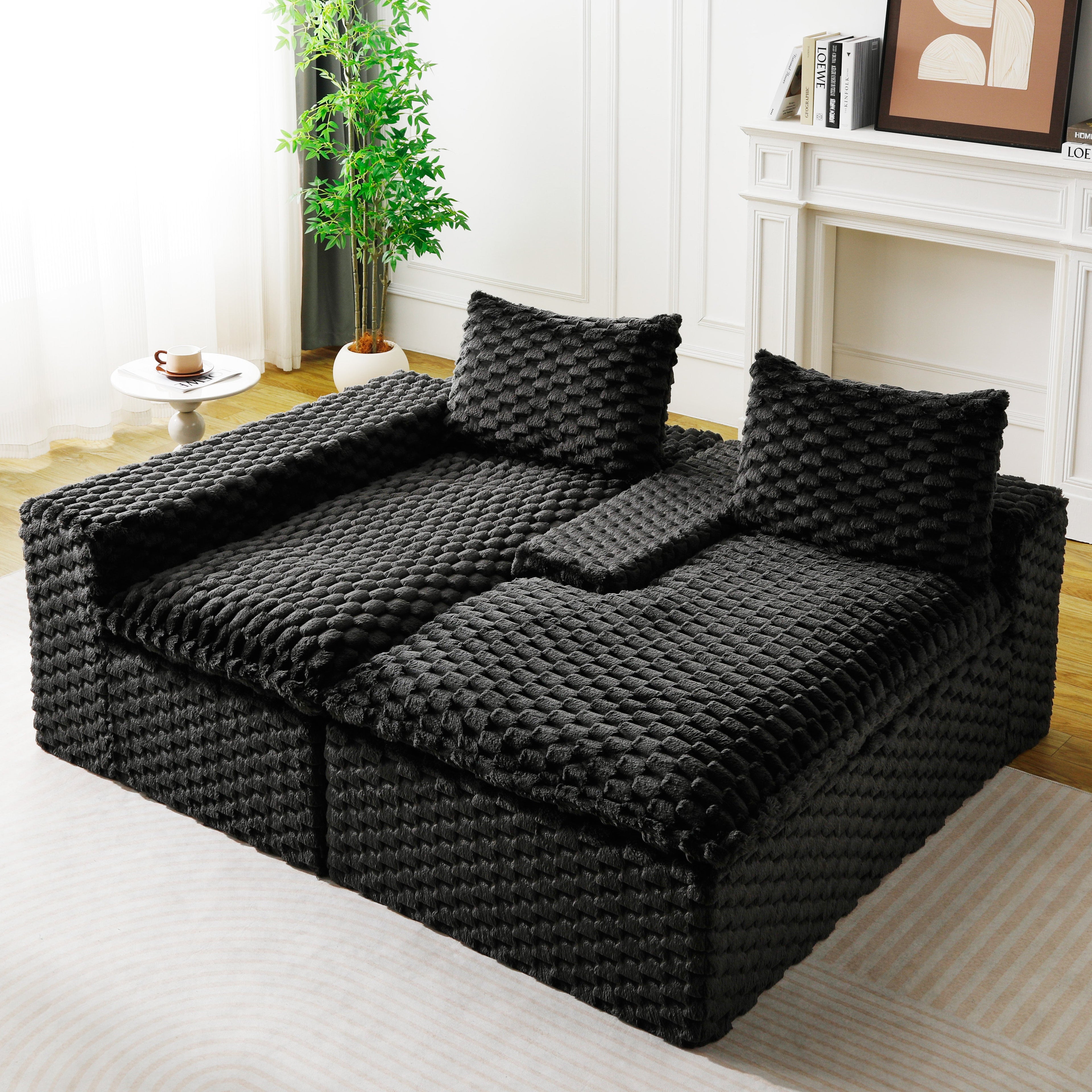 Black Turtle Velvet Versatile Sofa