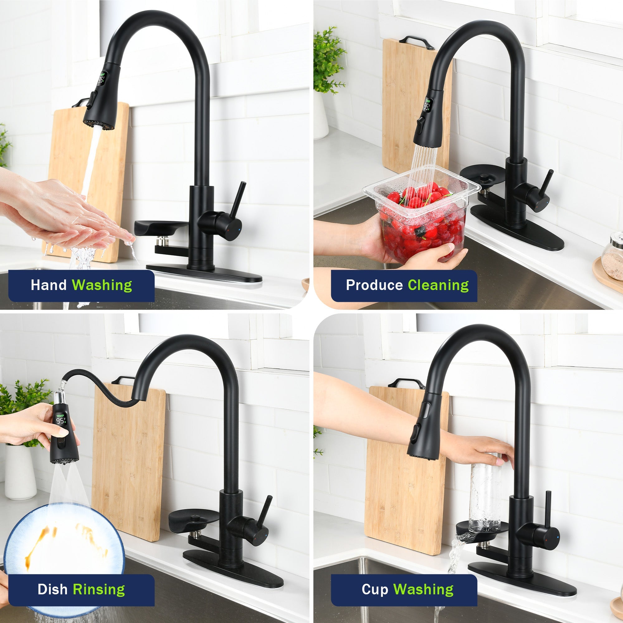 3-in-1 Kitchen Faucet with LED Temperature Display