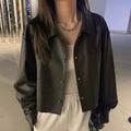 Springautumn Short Leather Jacket For Petite Individuals