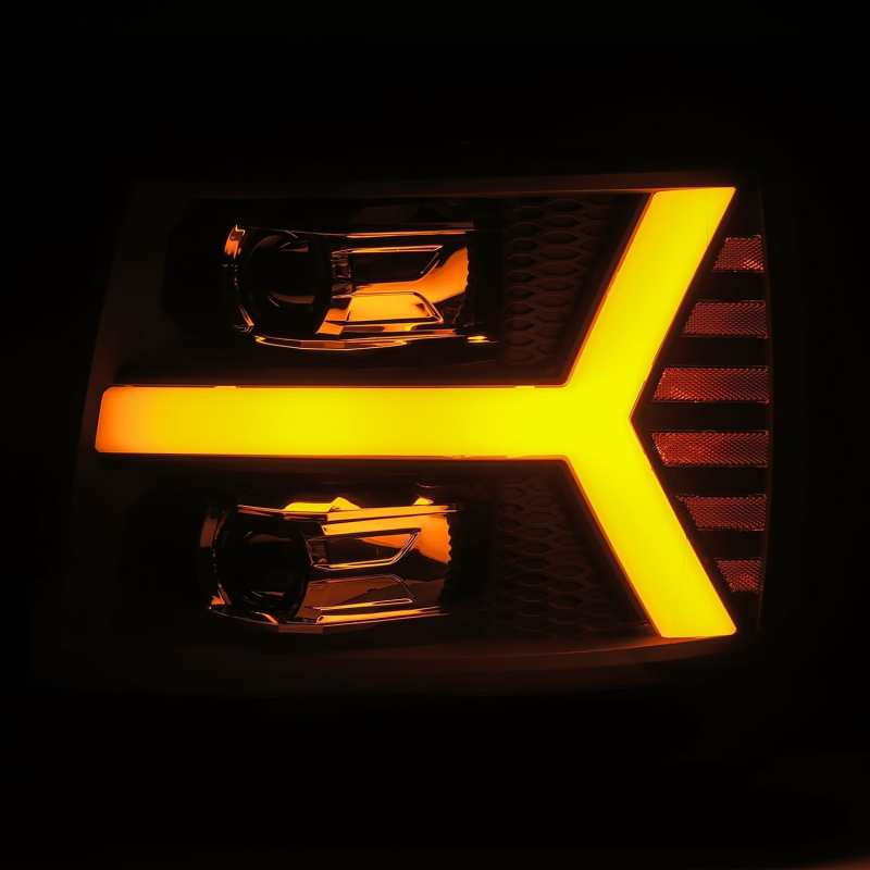 AlphaRex 07-13 Chevy 1500HD PRO-Series Proj Headlight Plank Style Gloss Blk w/Activ Light/Seq Signal 880206 *Discontinued