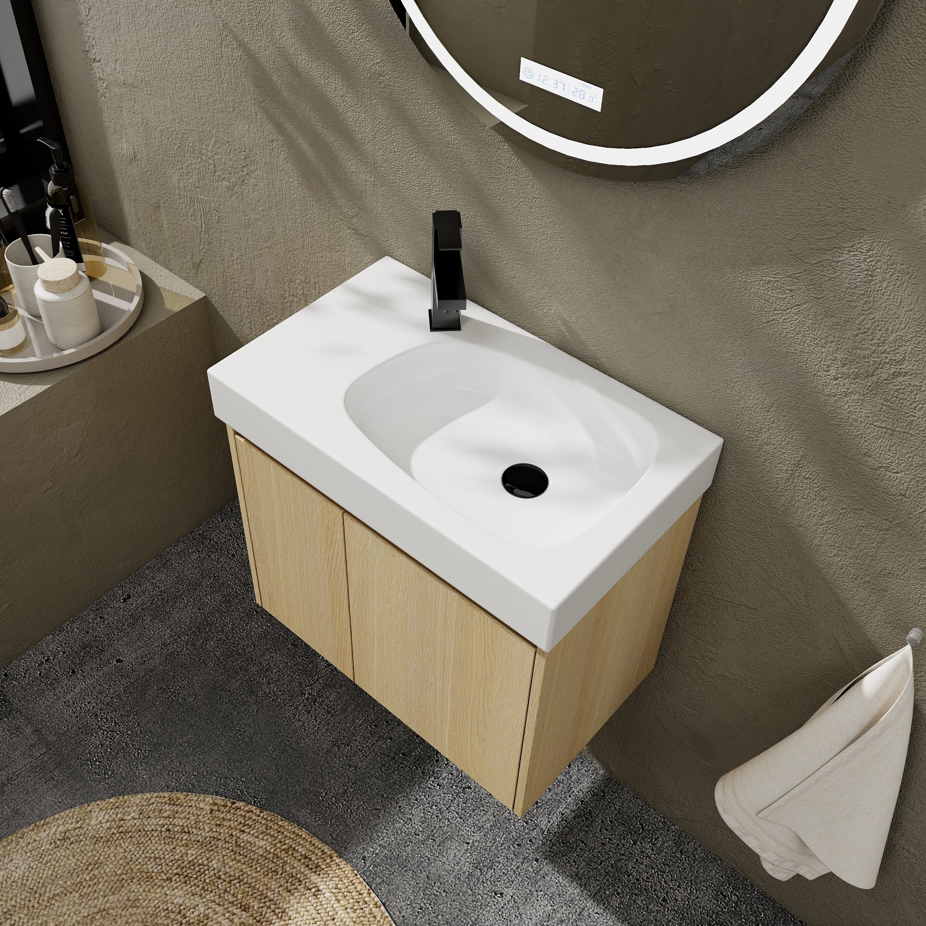 24 Inch Bathroom Vanity with Ceramic Basin