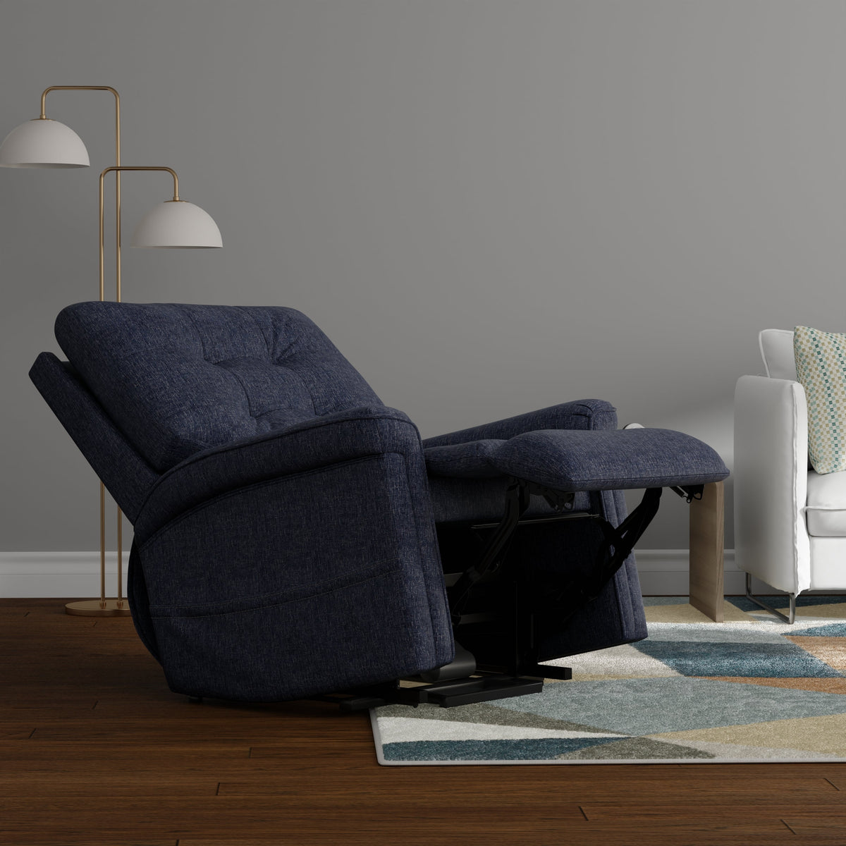 Velour Power Lift Chair in Lugano Indigo