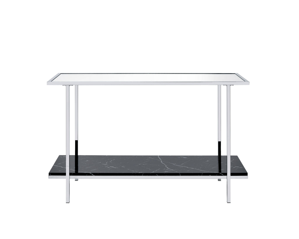 Angwin Mirrored Faux Marble Console Table