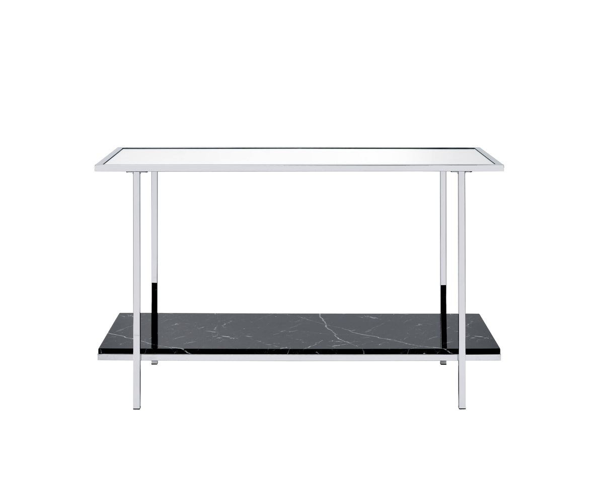 Angwin Mirrored Faux Marble Console Table