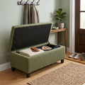 Storage Ottoman with Flip-Top Lid, Easy Assembly, Boucle Fabric & Rubber Wood Legs, Retro