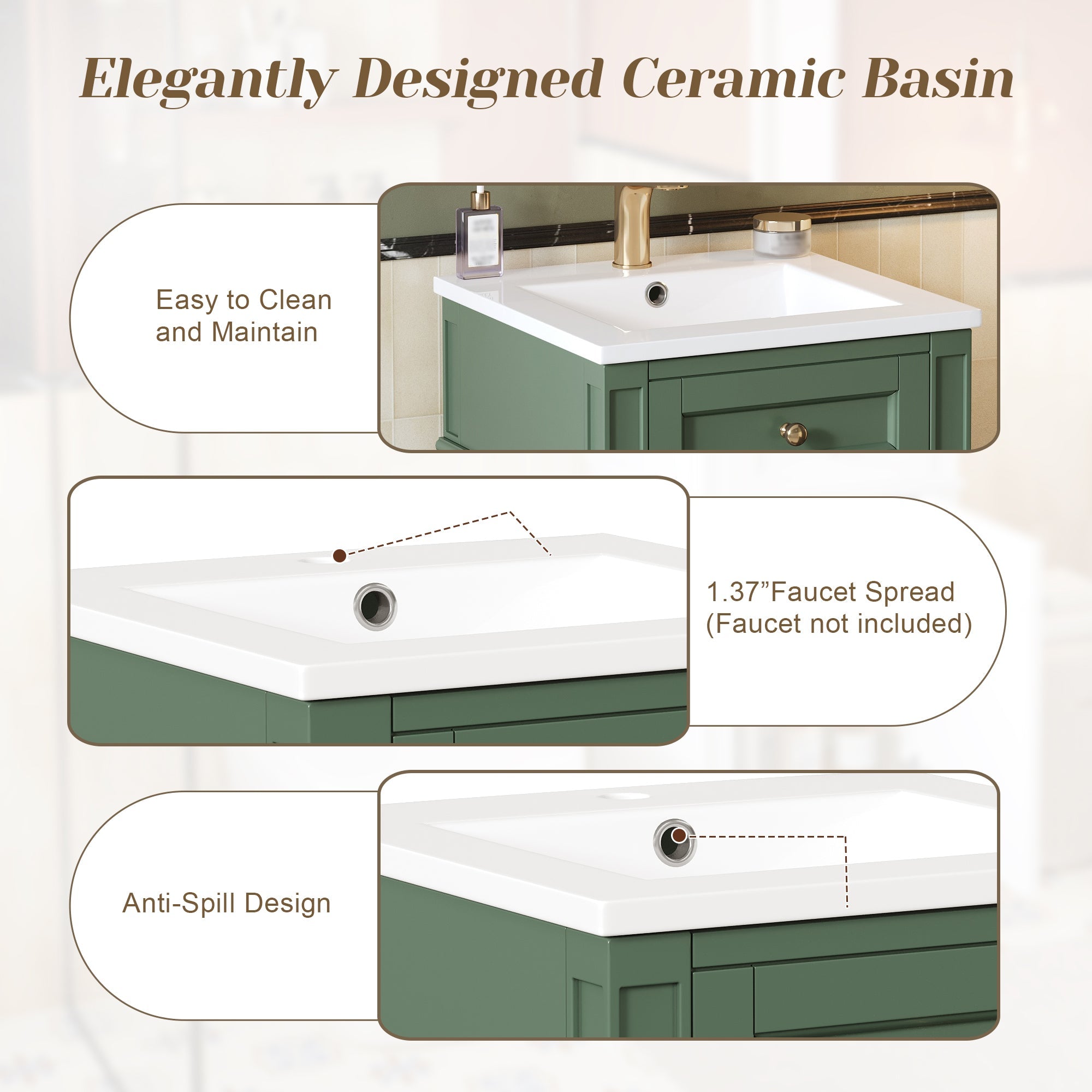16-Inch Bathroom Vanity with Ceramic Sink