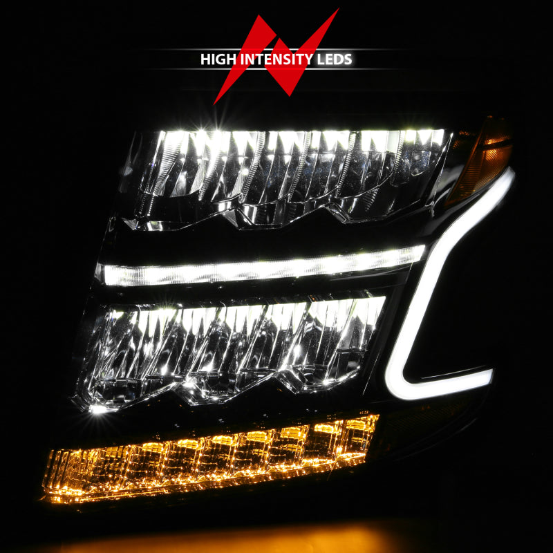 ANZO 15-20 Chevy Tahoe/Suburban LED Light Bar Style Headlights Black w/Sequential w/DRL w/Amber 111478