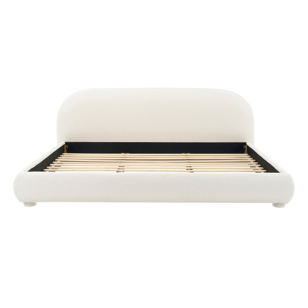Cream Style Fabric Upholstered Bed