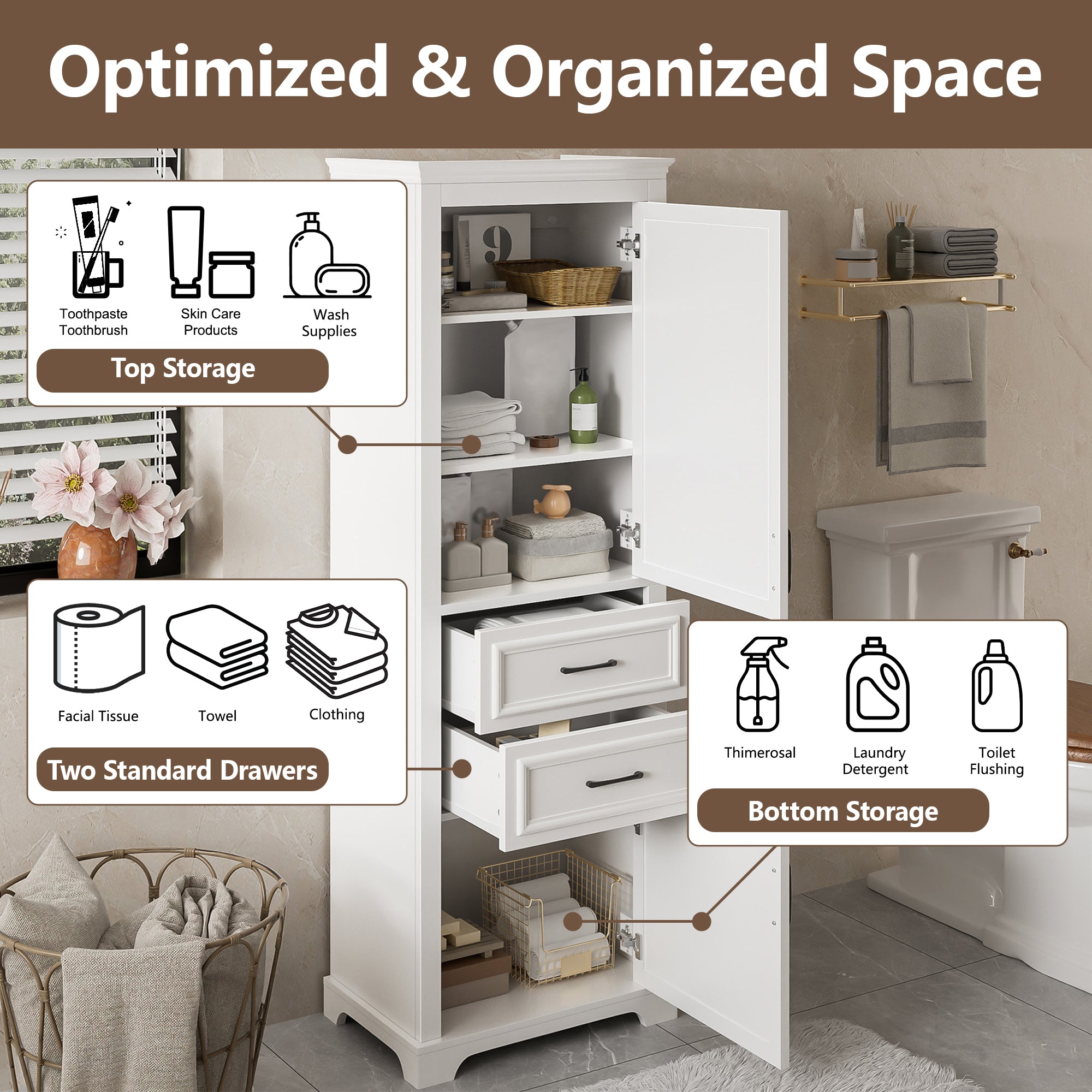 71-Inch Tall Freestanding Bathroom Vanity