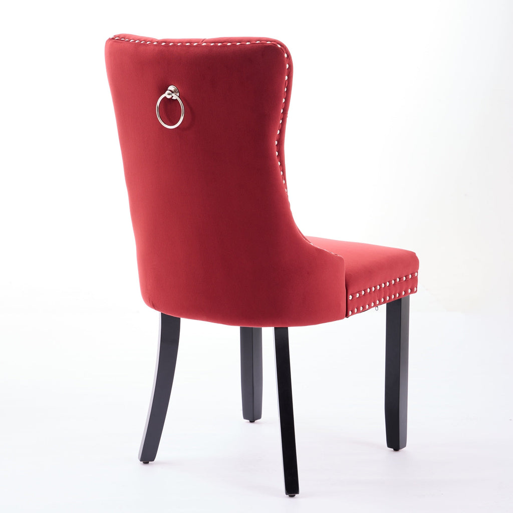 Classic Velvet Dining Chairs - Set of 2 in Burgundy