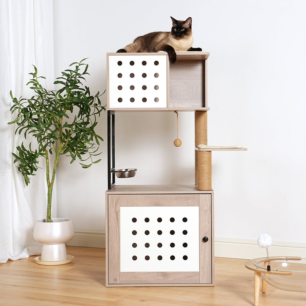 Cat Tree with Litter Box Enclosure