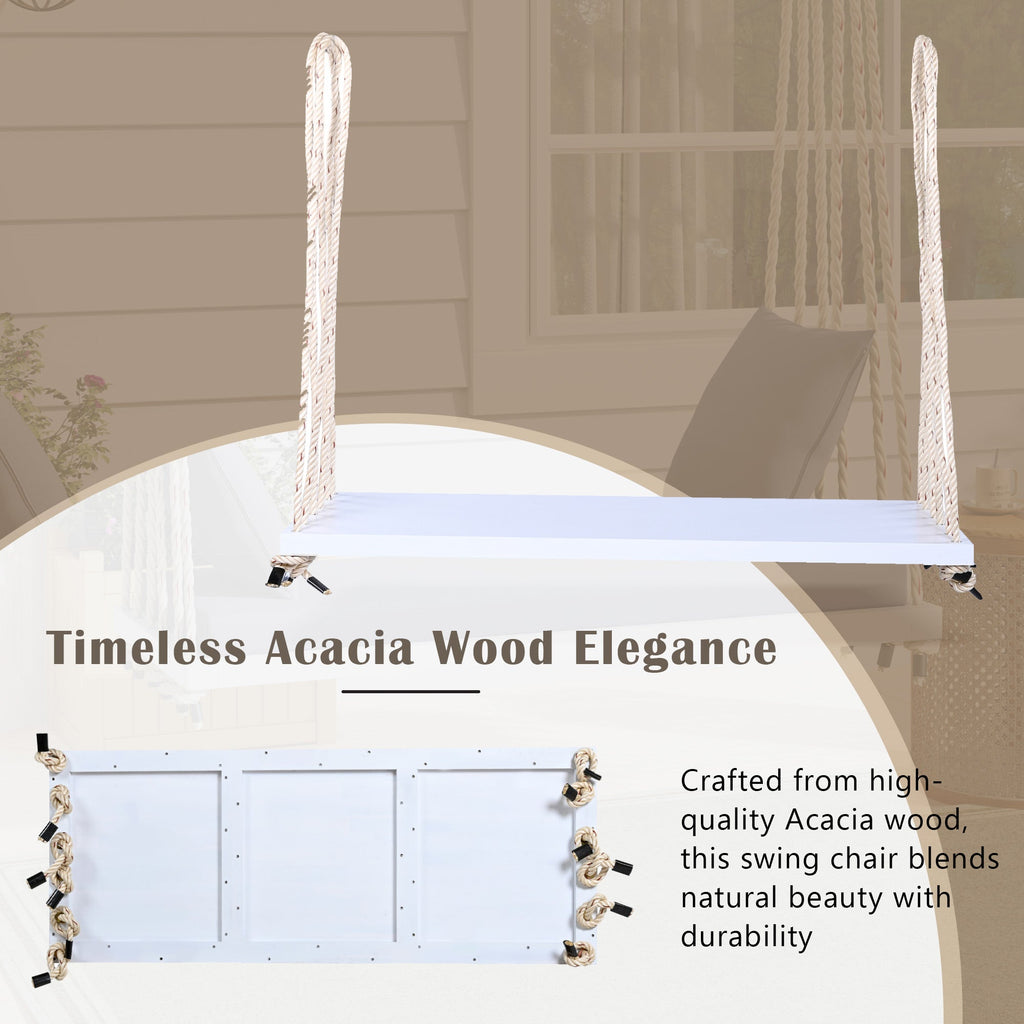 TOPMAX Patio Wooden Swing Chair, Hanging Porch Swing Bench