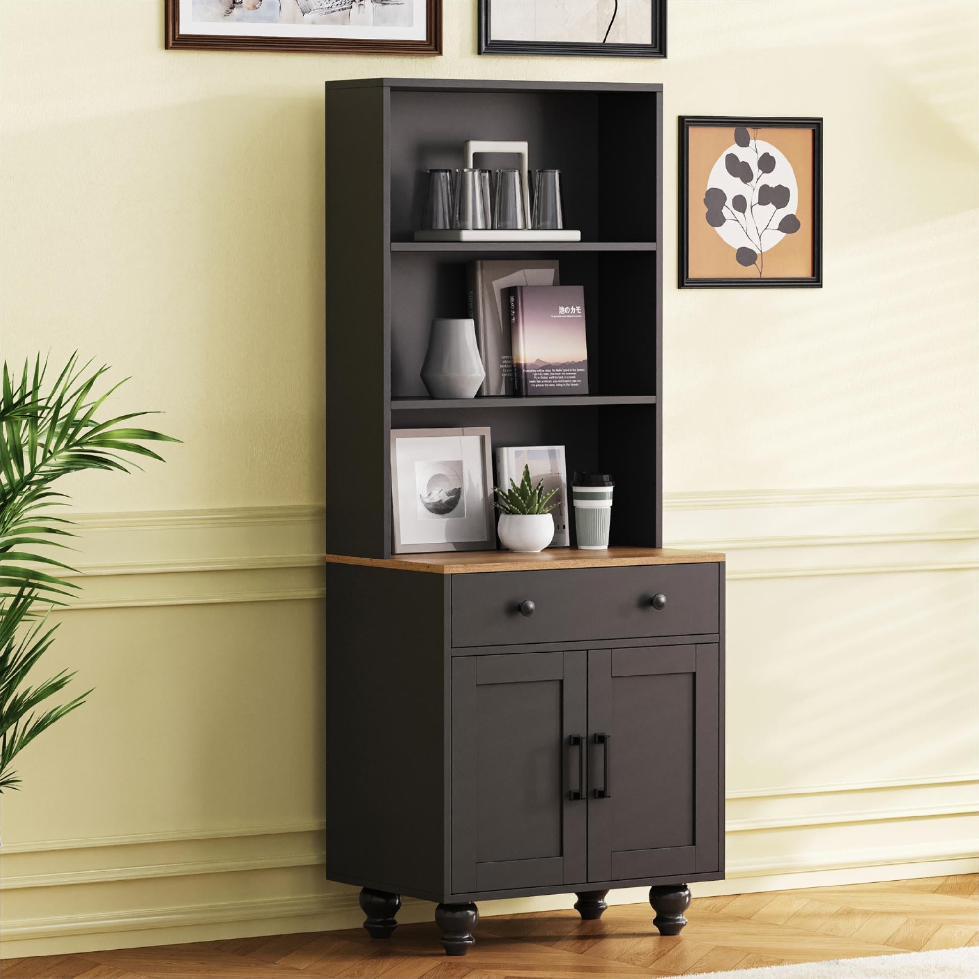ON-Trend Farmhouse Storage Cabinet with Gourd-Shaped Legs
