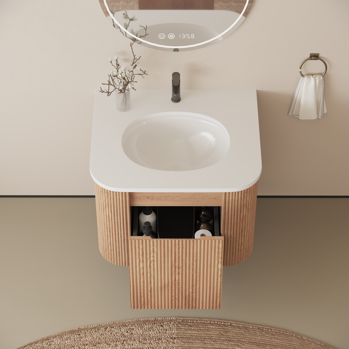 Arcora 24 Inch Wall Mounted Bathroom Vanity with Sink