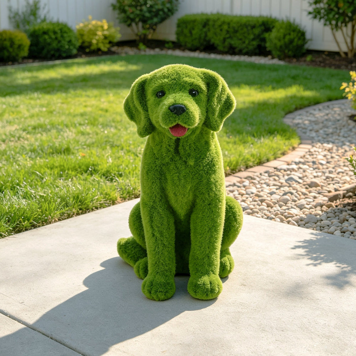 Flocked Dog Garden Statue - 13.78" Resin Figurine