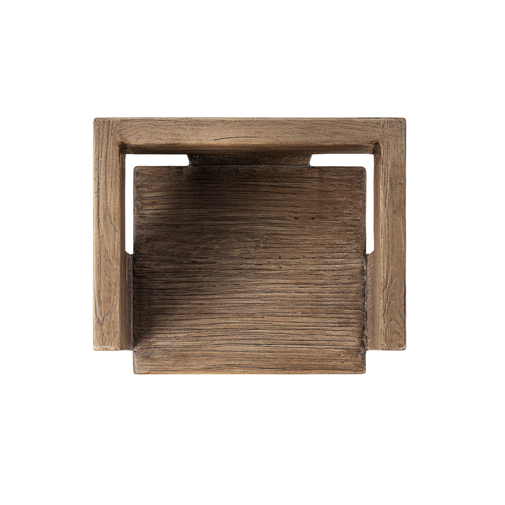 Avenel Solid Reclaimed Elm Sculptural Block Accent Chair