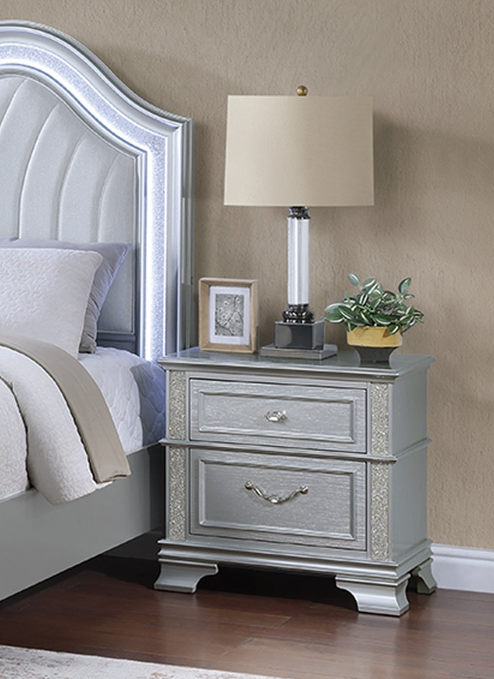 Contemporary Elegant Full Size Bed 3pc Set