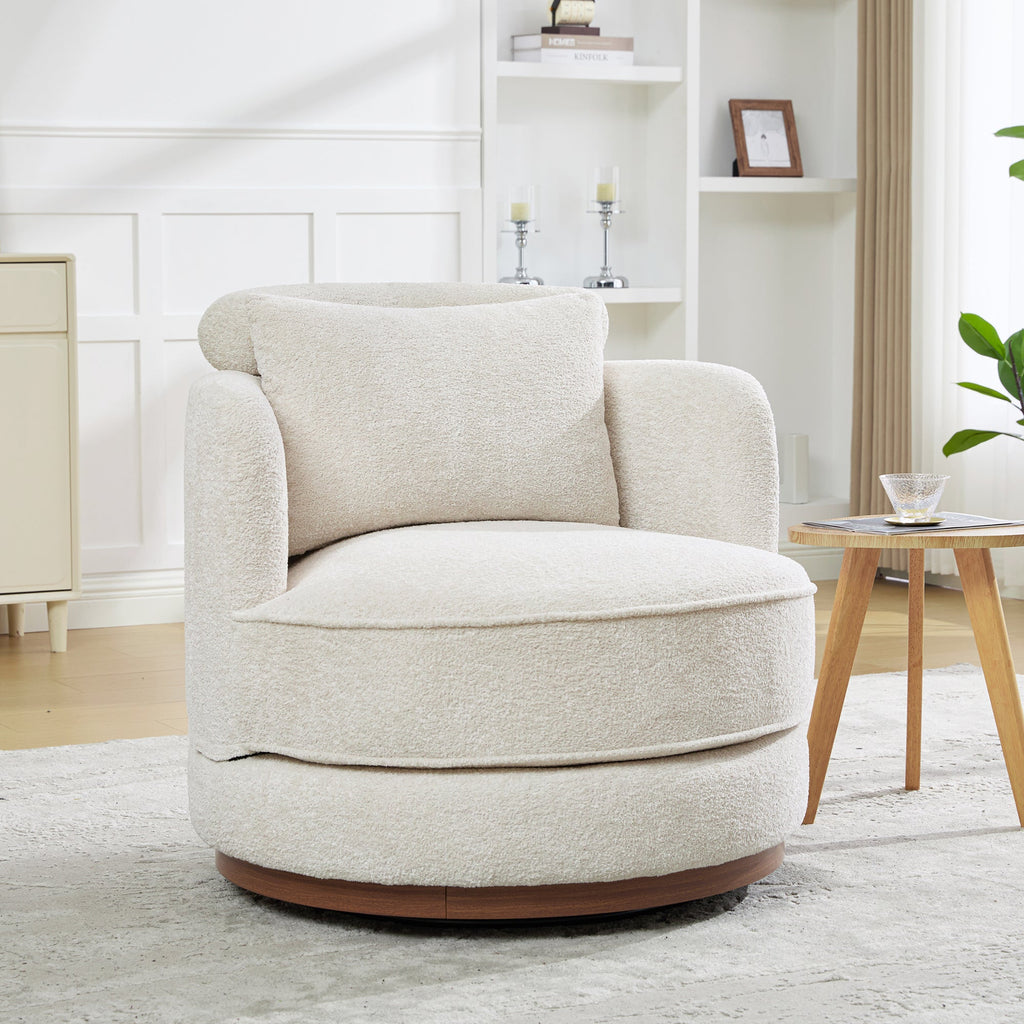 33.86"W Swivel Barrel Chair with Chenille