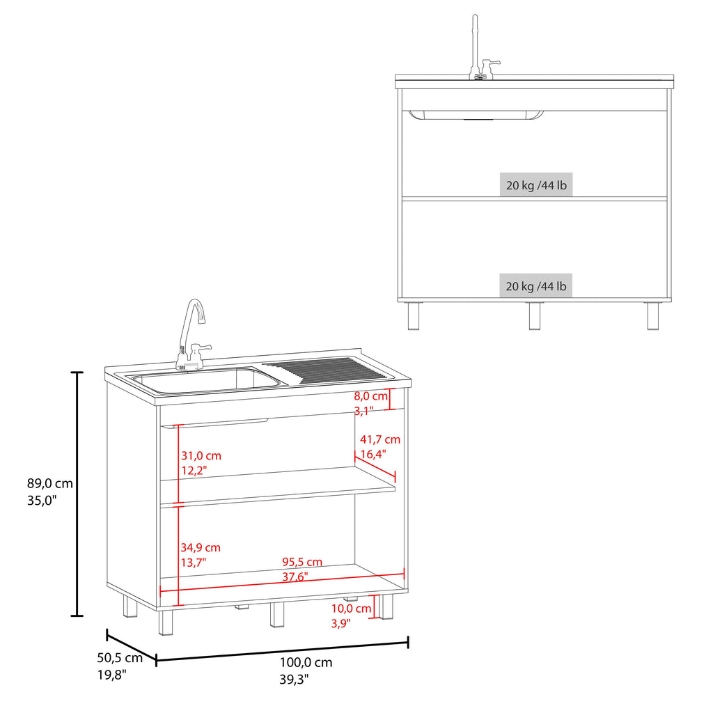 Alatna Freestanding Utility Base Cabinet with Stainless Steel Countertop