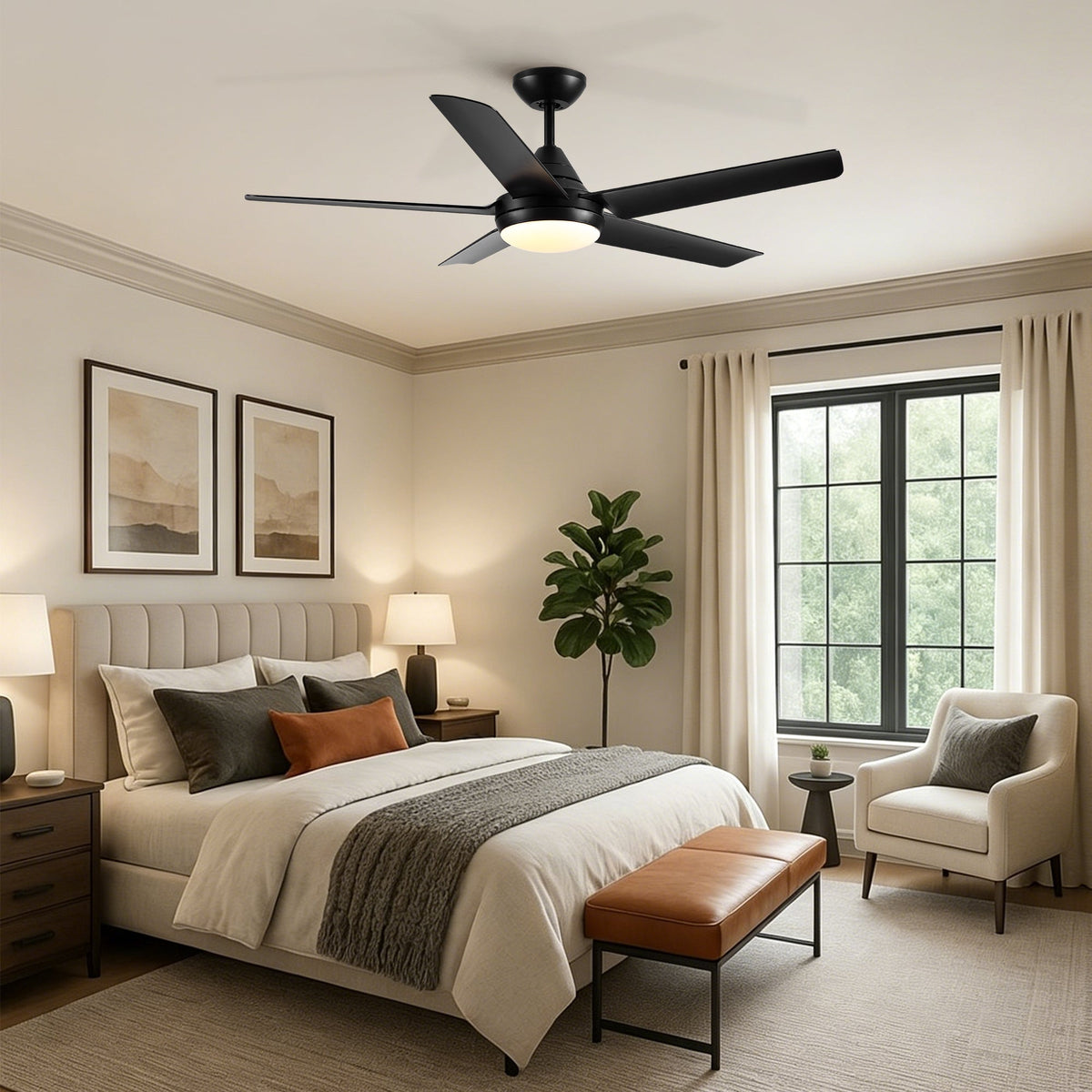 48" Ceiling Fan with Lights and Remote Control, Matte