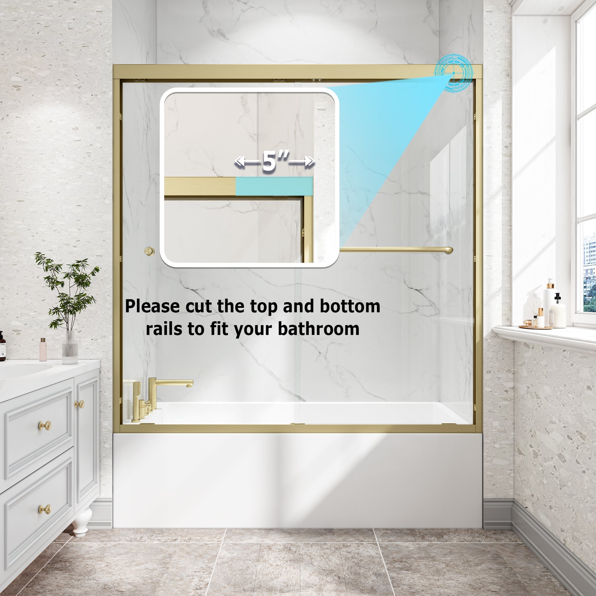 55"-60" W x 60" H Brushed Shower Door