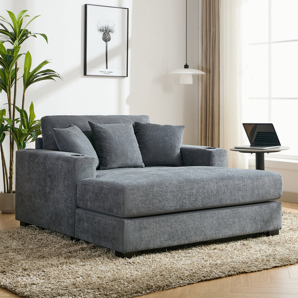 55" Oversized Chaise Lounger Modern Style Sofa Couch