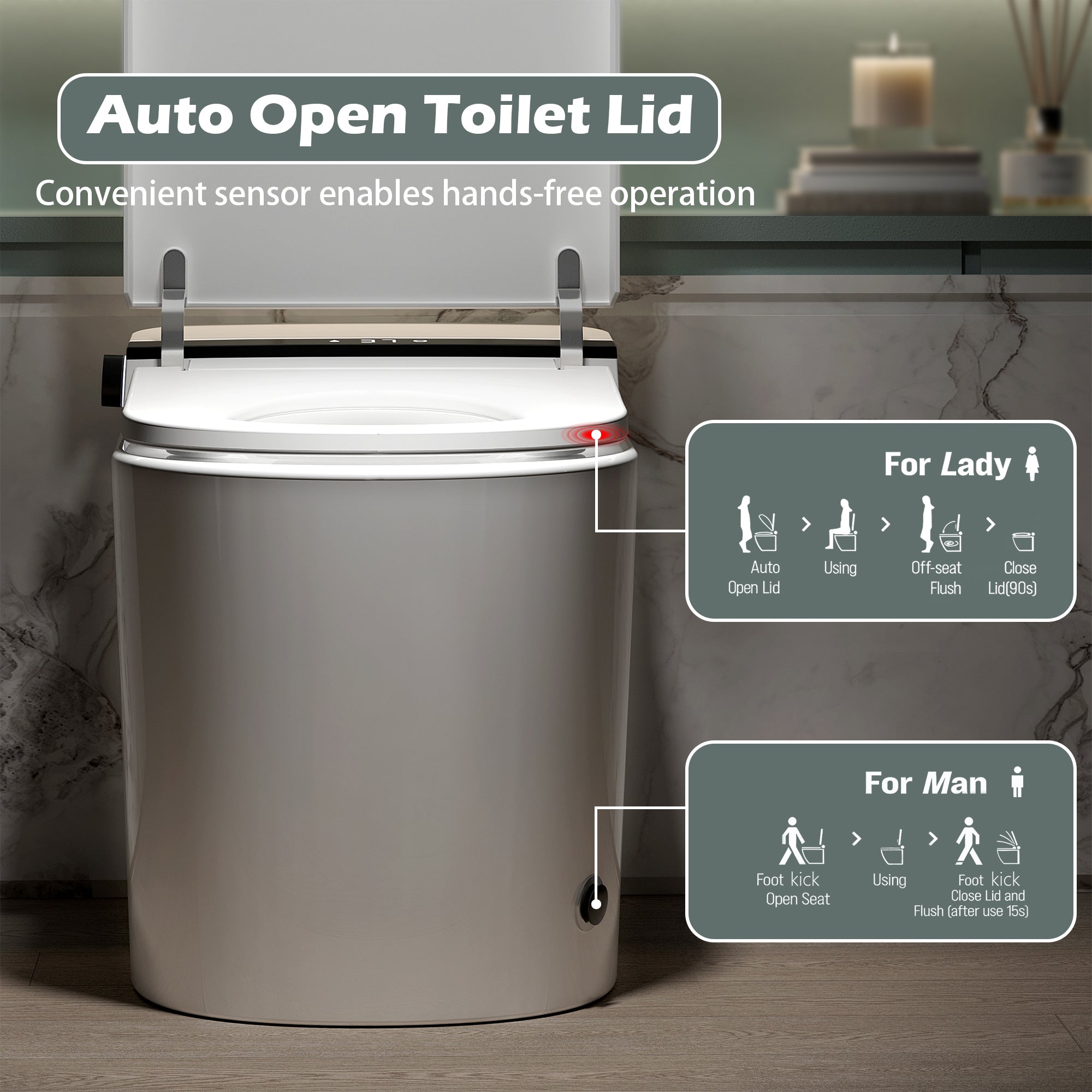 Smart Toilet With Bidet Built-In - White