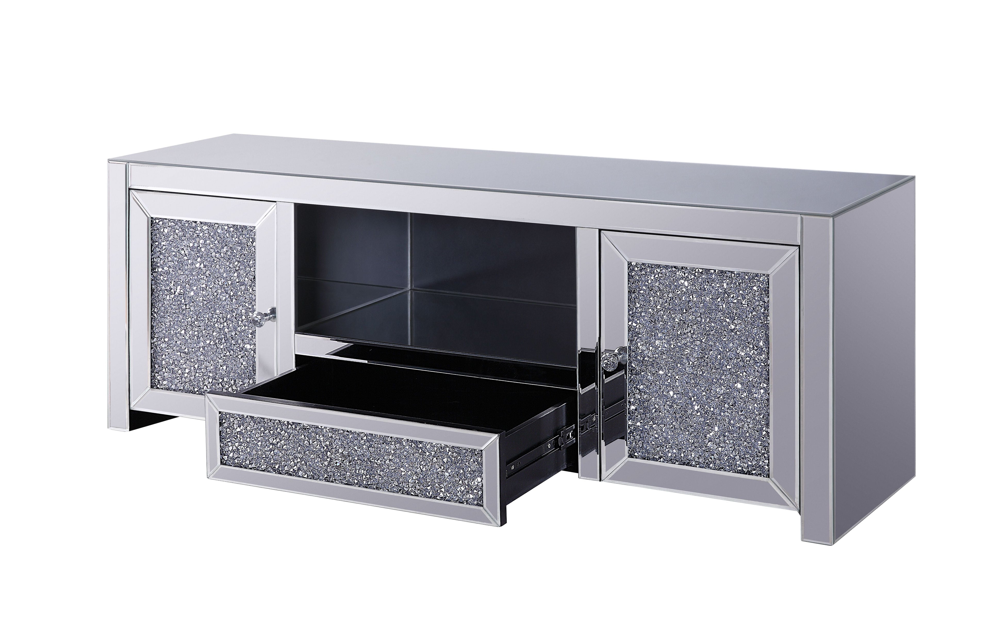 Noralie Mirrored & Faux Diamonds TV Stand