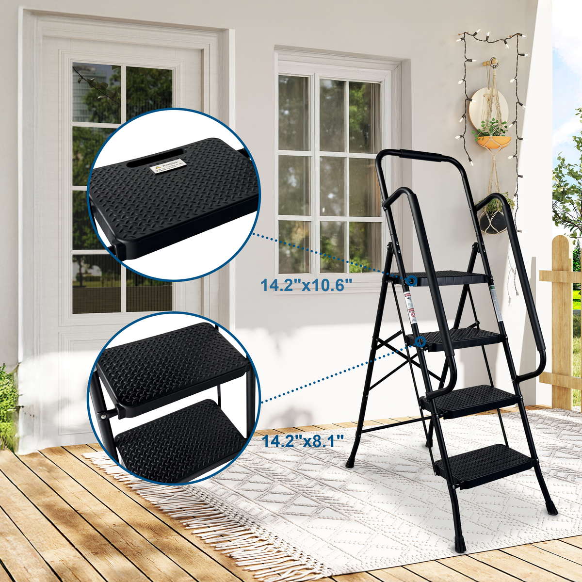 4 Step Ladder with Wide Anti-Slip Pedal