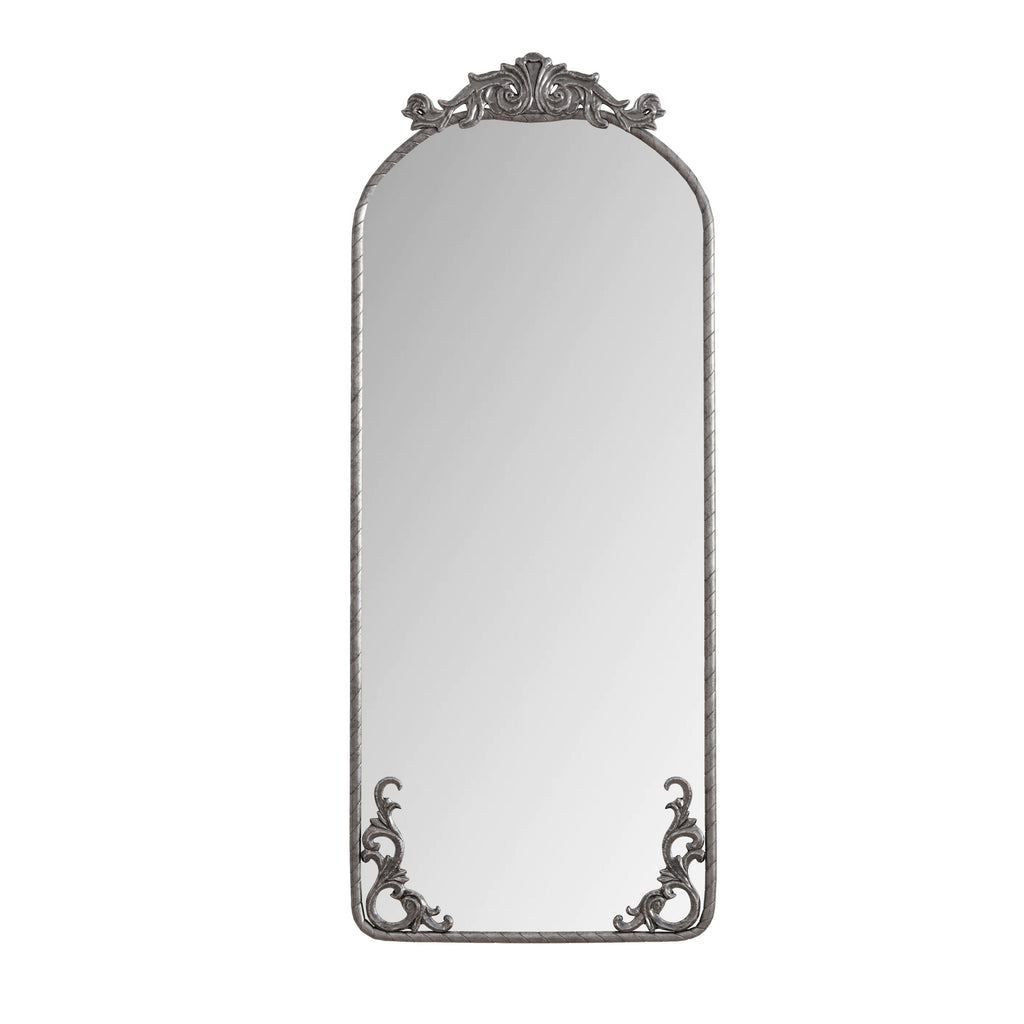58"x24" Arched Full Body Mirror with Vintage Ornate Carving
