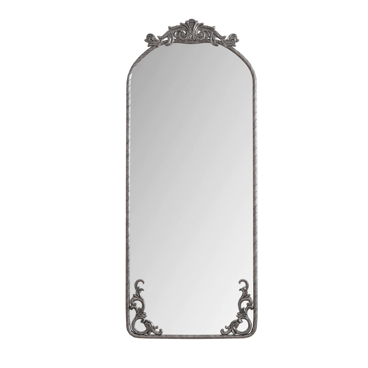 58"x24" Arched Full Body Mirror with Vintage Ornate Carving