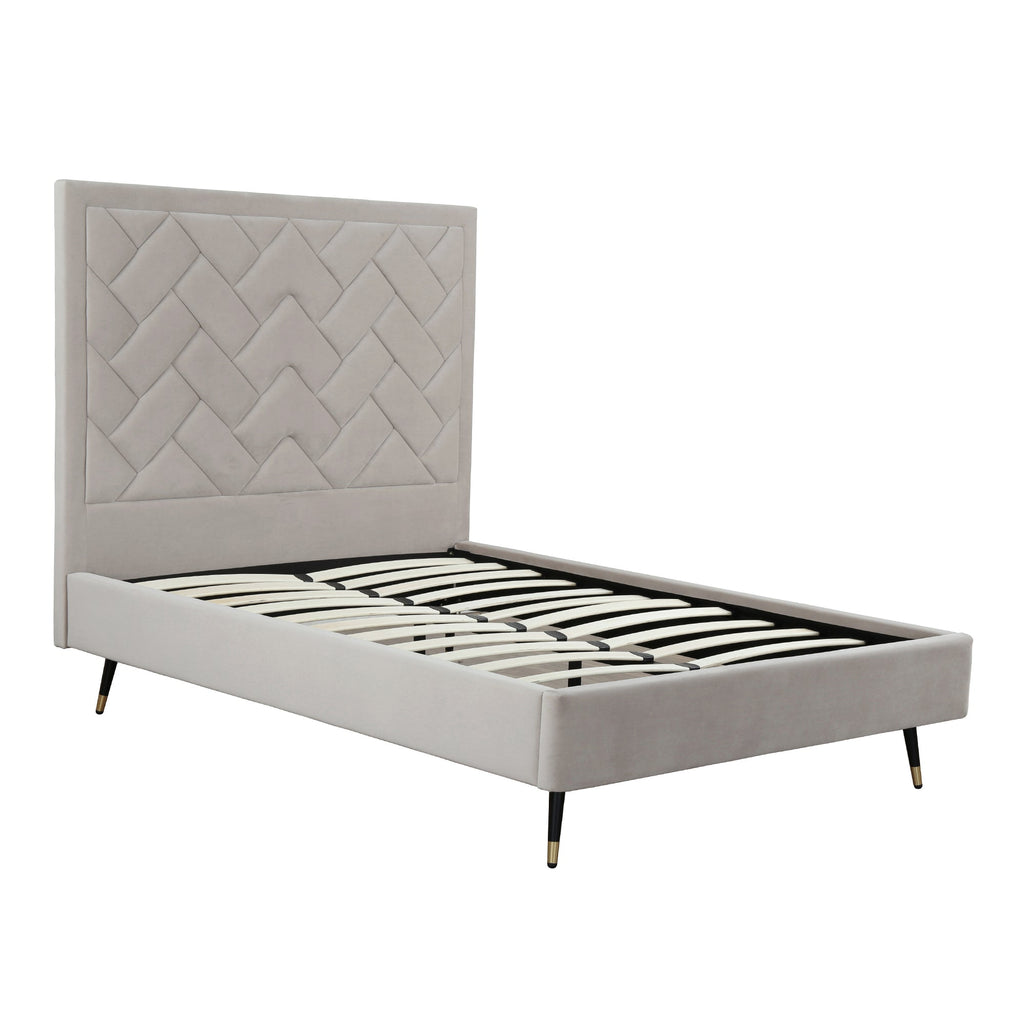 Crosby Upholstered Velvet Full Bed in Greige