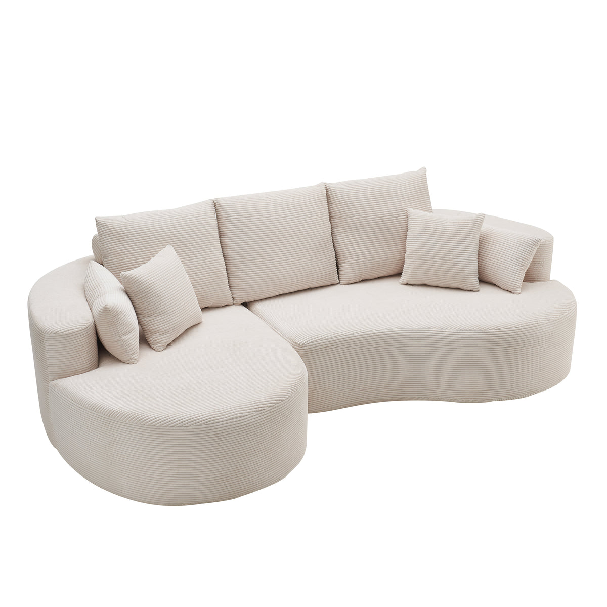 106 Inch 2-Piece Fabric Cloud Curved Sectional Corduroy Sofa