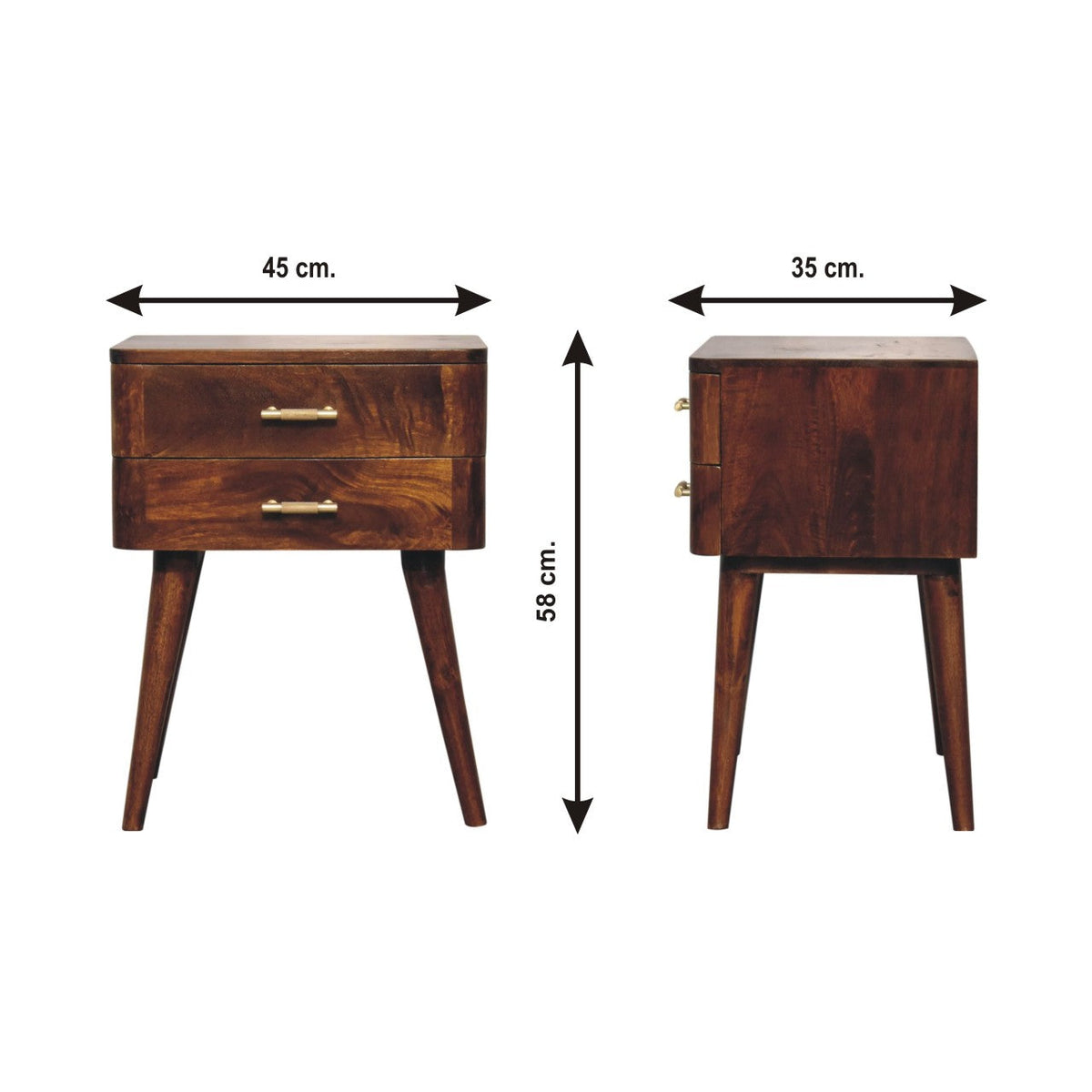 Solid Wood Chestnut T-Bar Nightstand