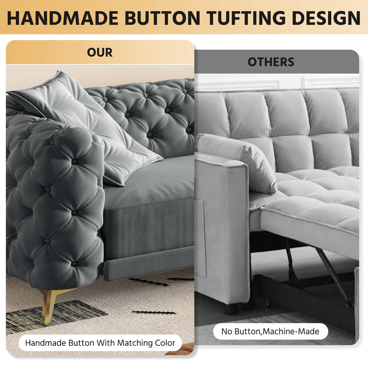 3-in-1 Convertible Sleeper Sofa with Movable Ottoman