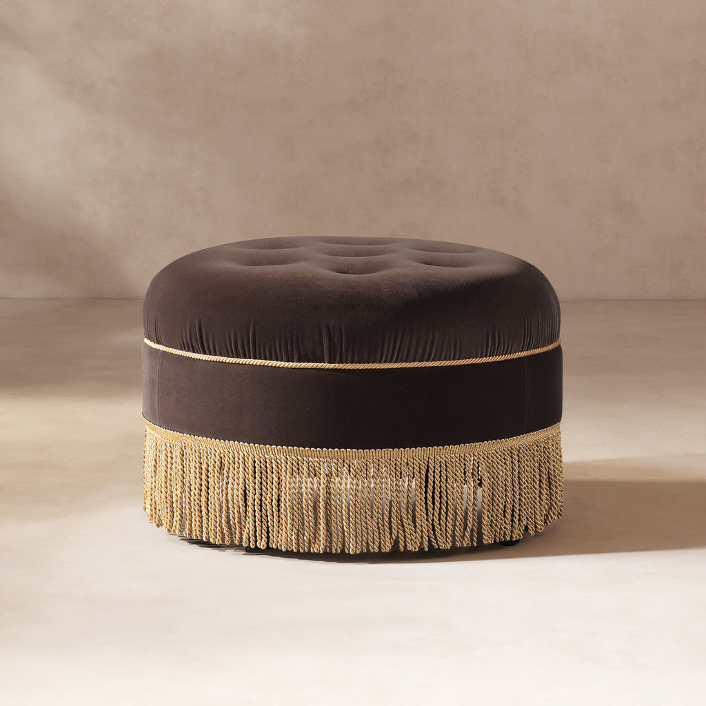 Yolanda 24" Round Upholstered Accent Ottoman Deep