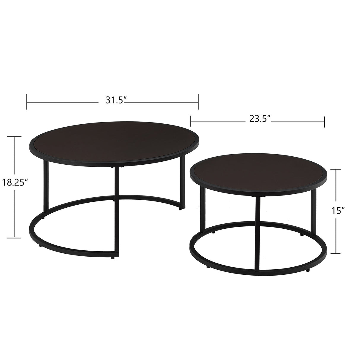 Modern Faux Leather Nesting Round Coffee Table